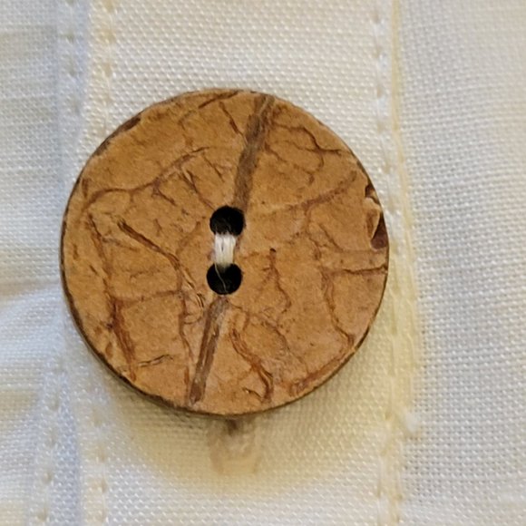 🌟  NWT JENNIFER & GRACE Linen Blouse Size L Ivory Summer Ruffles - Picture 4 of 8